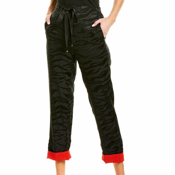 Zadig & Voltaire Black and Red Straight Leg Pants - Picture 1 of 8